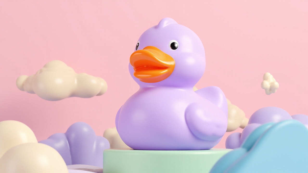 Quacktory Classic rubber duck, friendly portrait