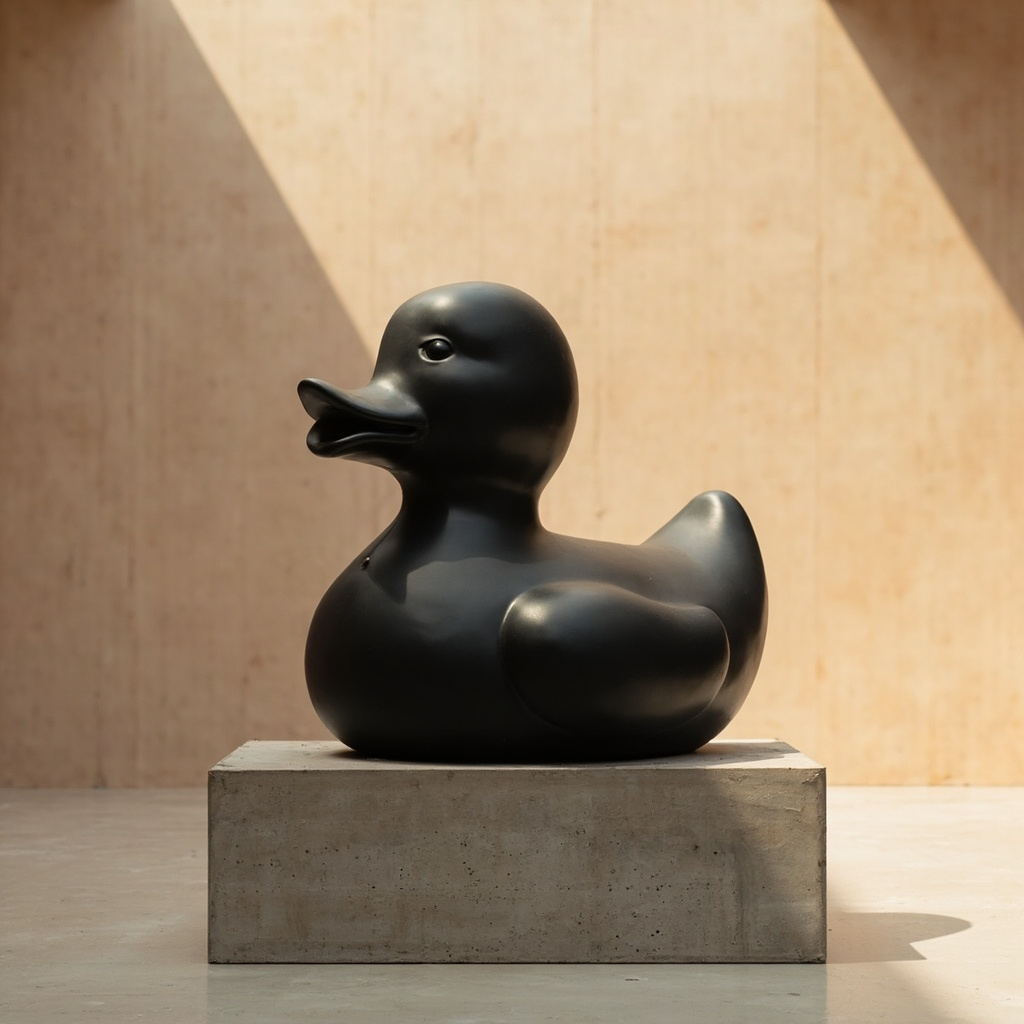 Architect duck, 2.4 m, installed in a hotel lobby.