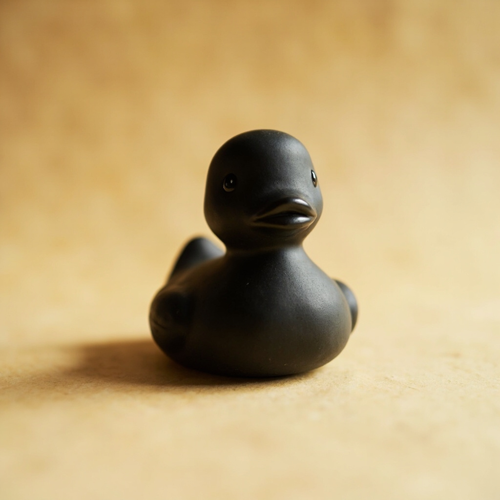Classic duck, 22 cm, on a shelf edge.