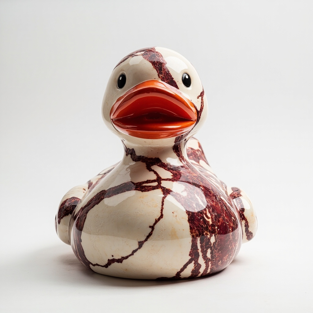 Architect duck, monumental marble with crimson veins