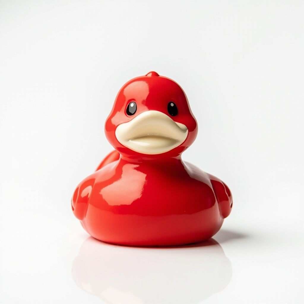 Micro duck, glossy crimson lacquer