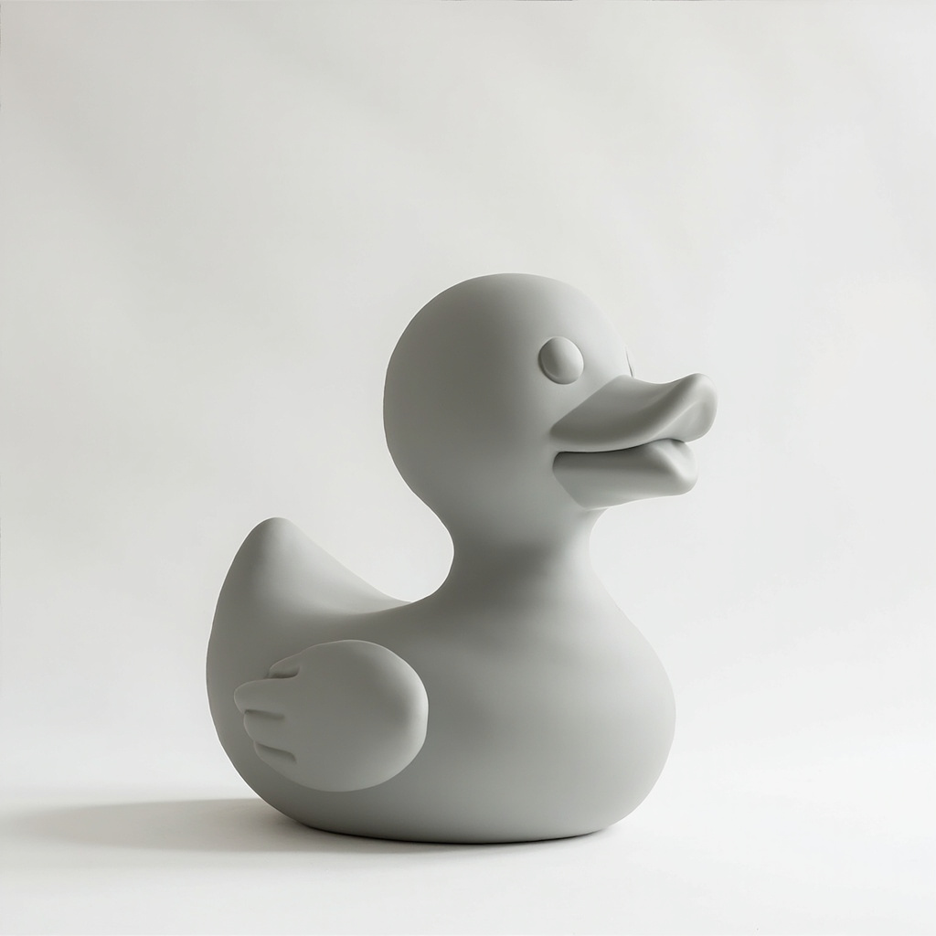 Architect rubber duck, 3 m, pale concrete finish.