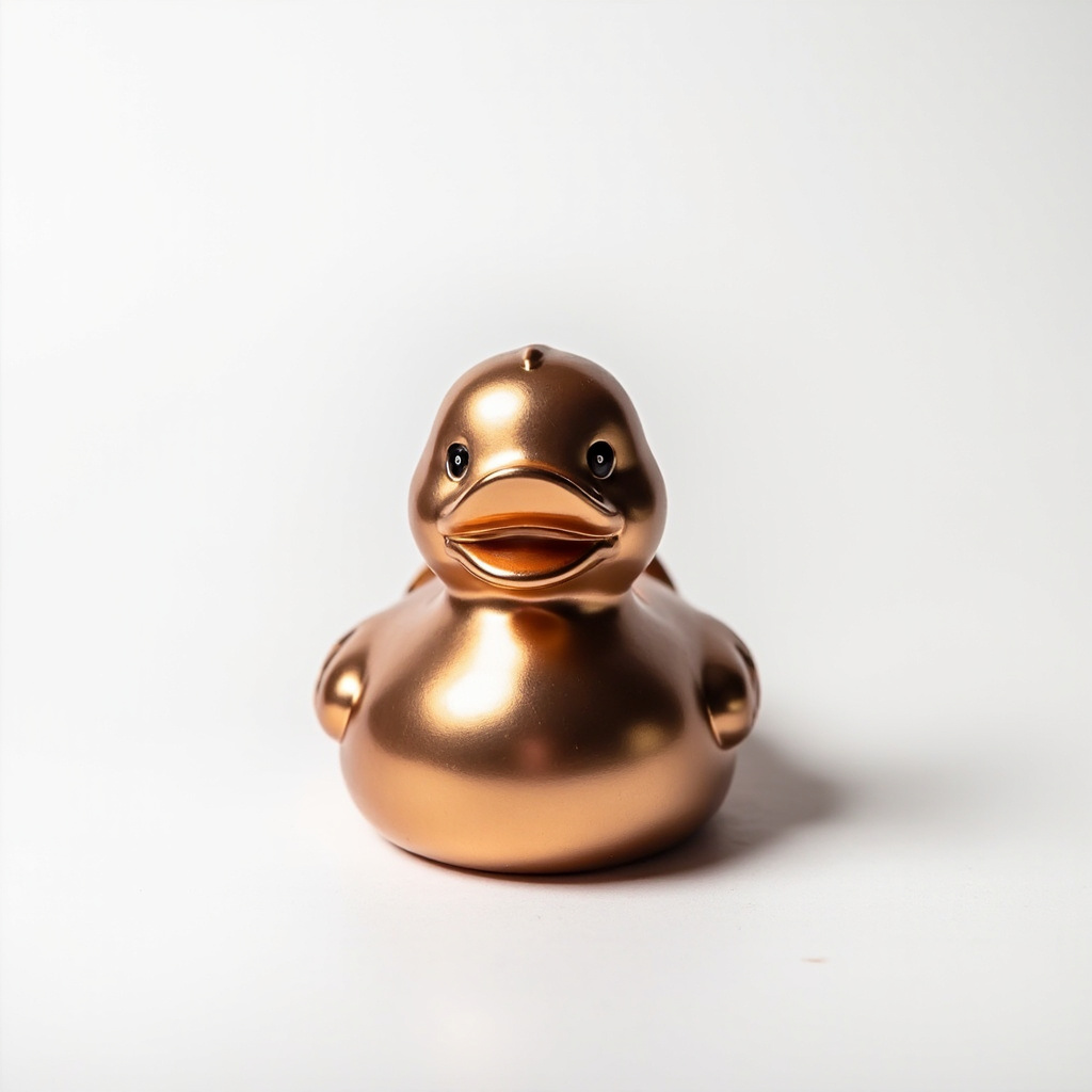 The Designer duck, metallic copper finish, 20 cm.