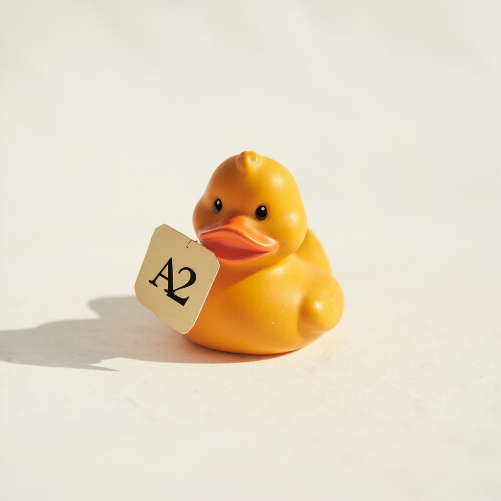 Quacktory Classic duck, 10–25 cm, warm amber matte porcelain, on a pure white seamless backdrop