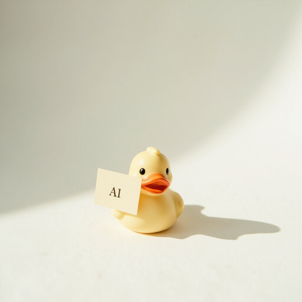 Quacktory Micro duck, 4–8 cm, warm amber matte porcelain, on a pure white seamless backdrop