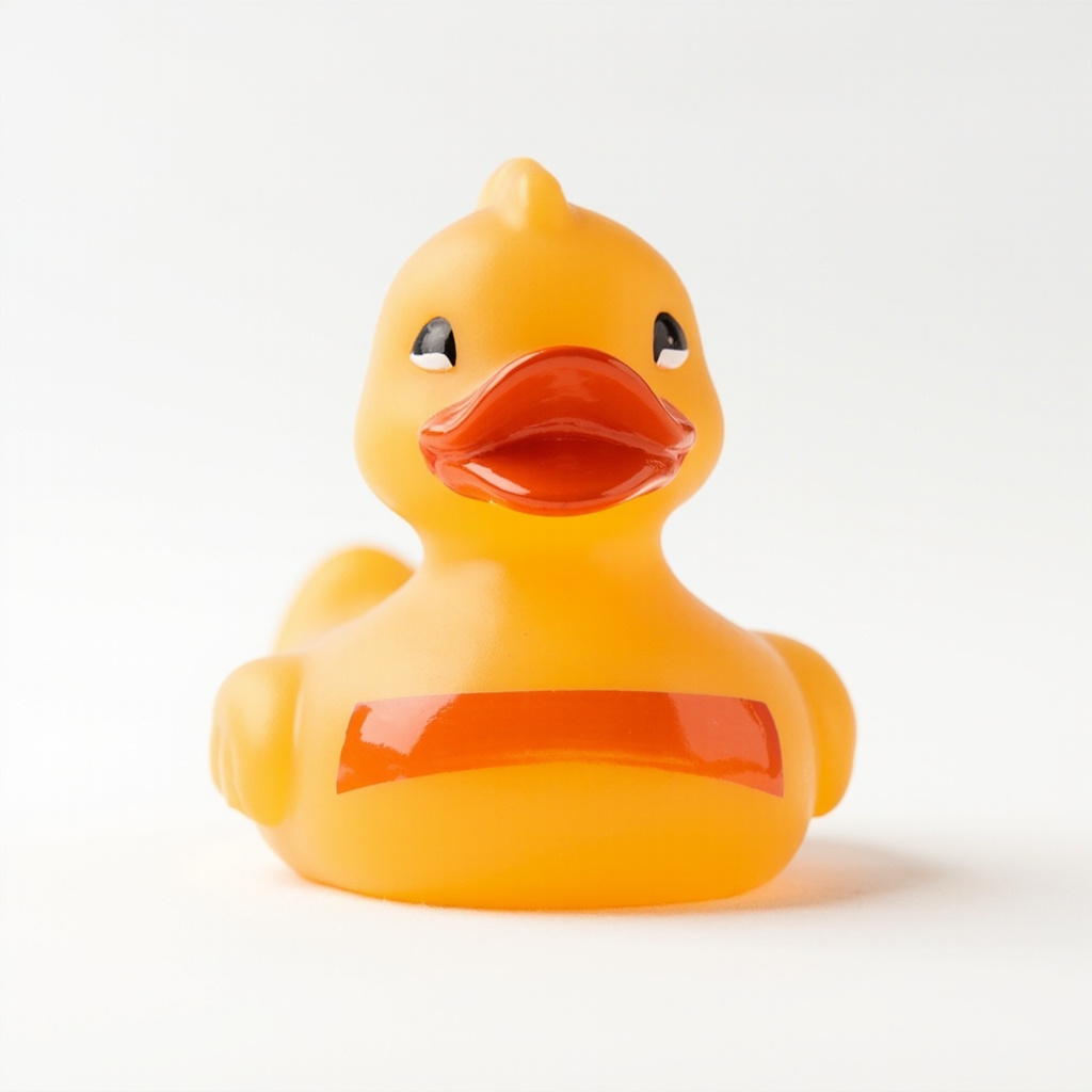 Quacktory Designer — 20cm hand-painted amber duck with orange kinetic streak