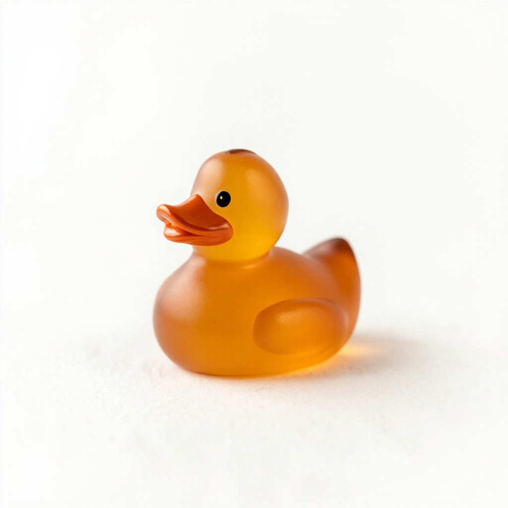 Quacktory Micro — 4cm warm amber rubber duck