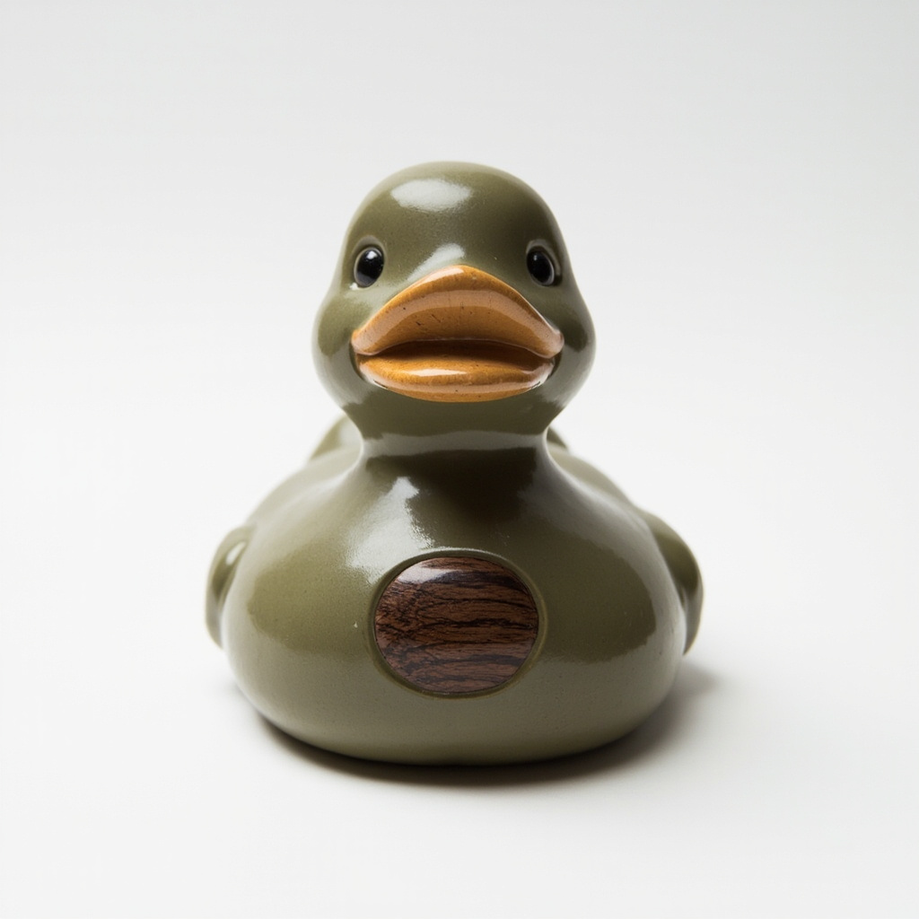 Classic 15cm rubber duck specimen in olive ceramic finish