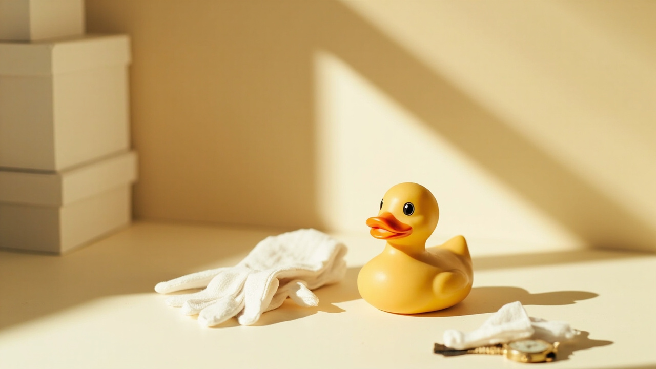 Quacktory rubber duck staged inside an archive display