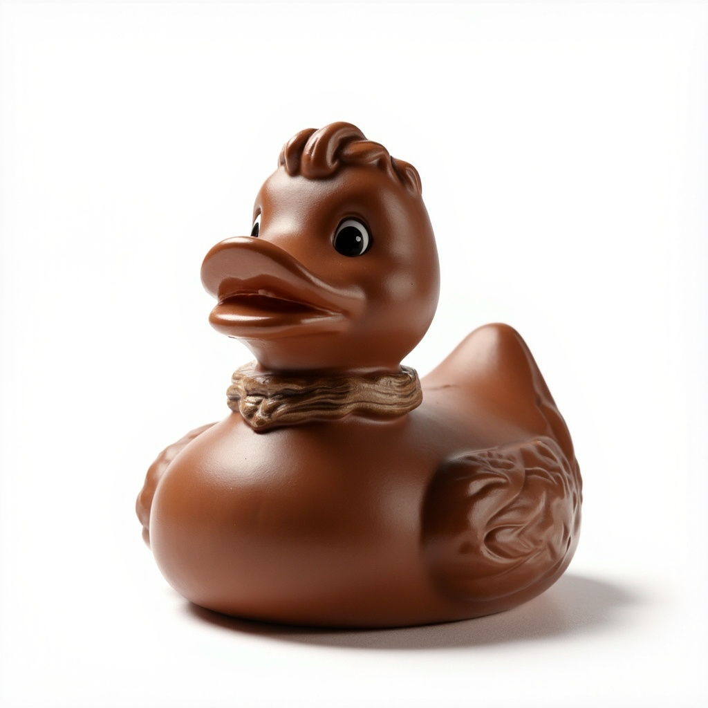Designer 20cm rubber duck in deep bronze-terracotta