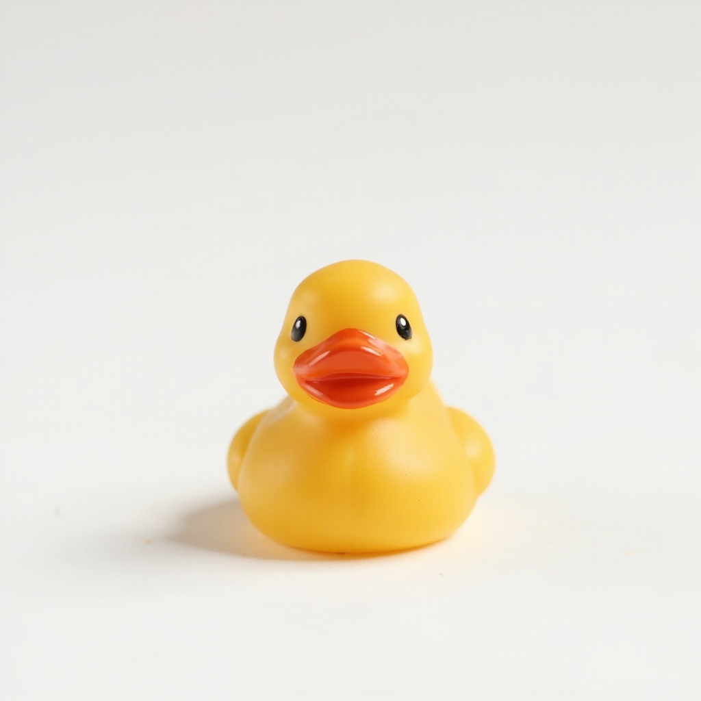 Micro 4cm rubber duck in warm amber-ivory