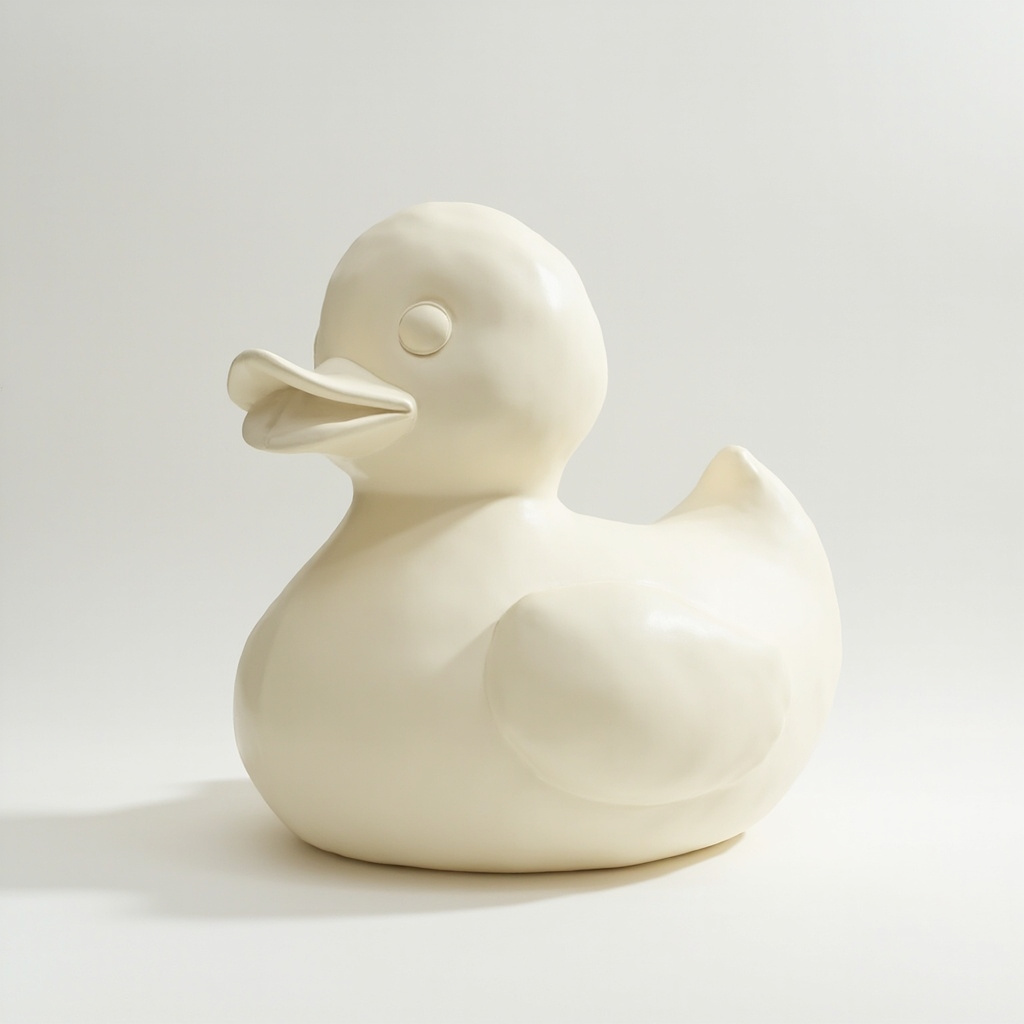 Architect duck, 1.5 metres, monumental cream-ivory