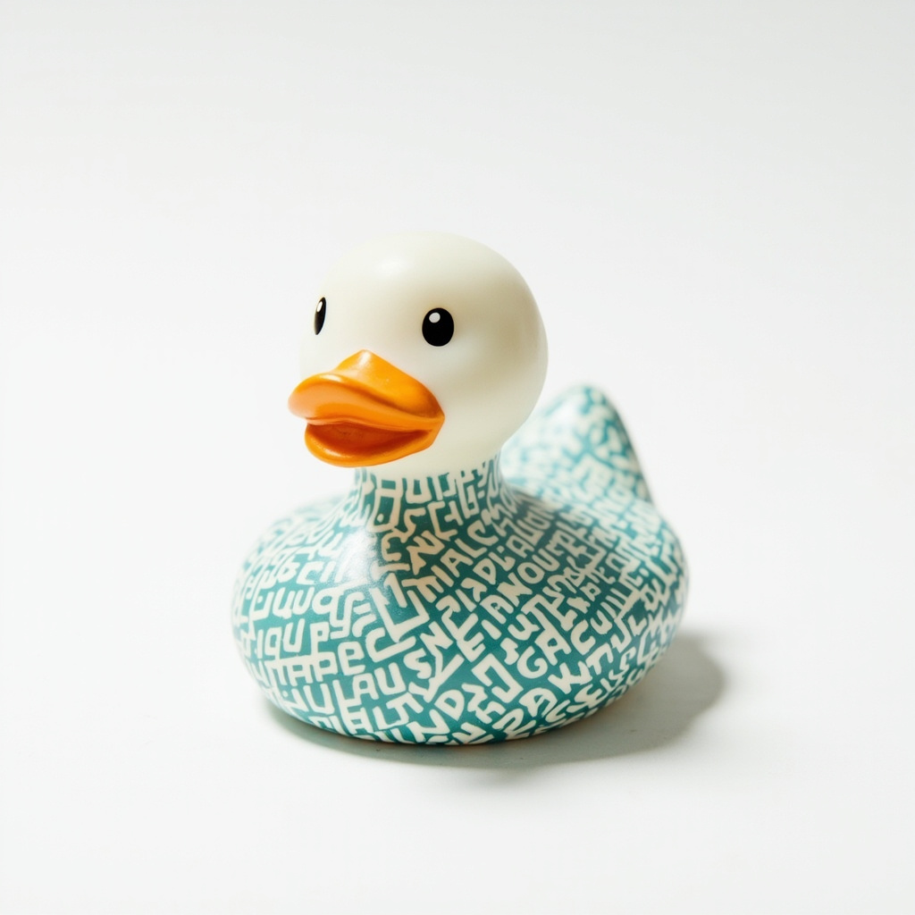 Designer duck, 20 centimetres, halftone teal over ivory